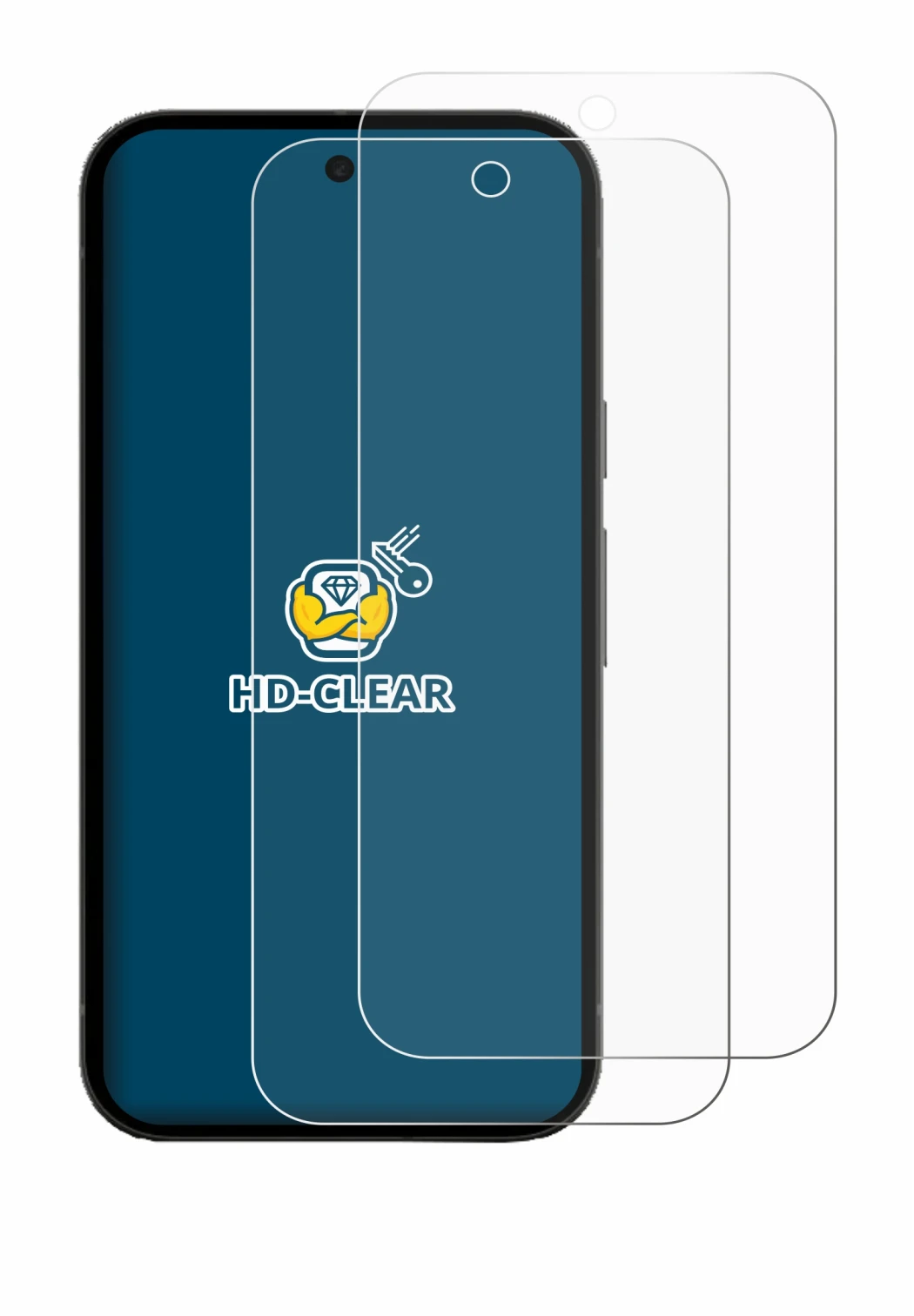 Abbildung des Geräts Google Pixel 10a (case-friendly) mit einer Vielzahl des Displayschutzes.