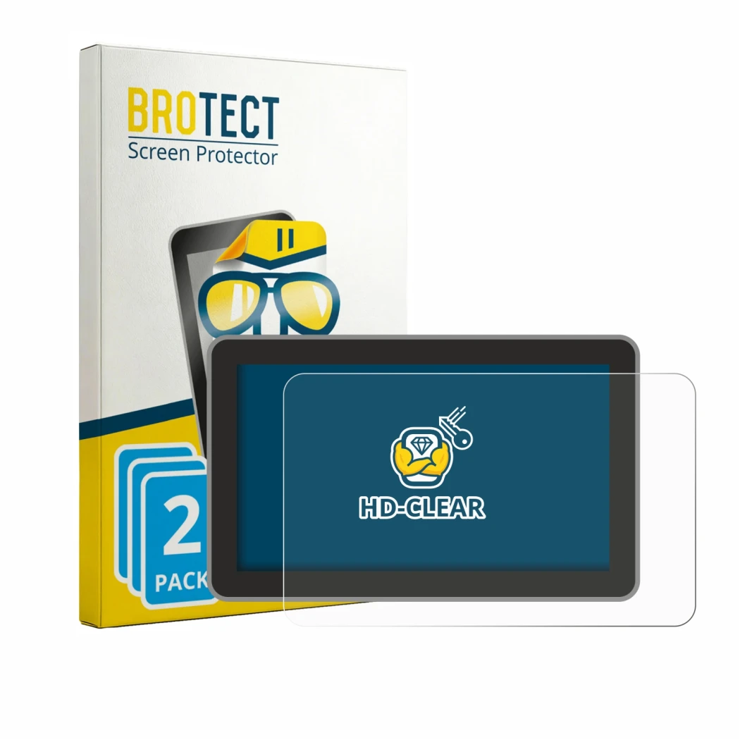 Vorderseite einer Produktverpackung mit dem Markenlogo BROTECT. Daneben ist das Gerät Bambu Lab H2C mit dem zugehörigen Displa