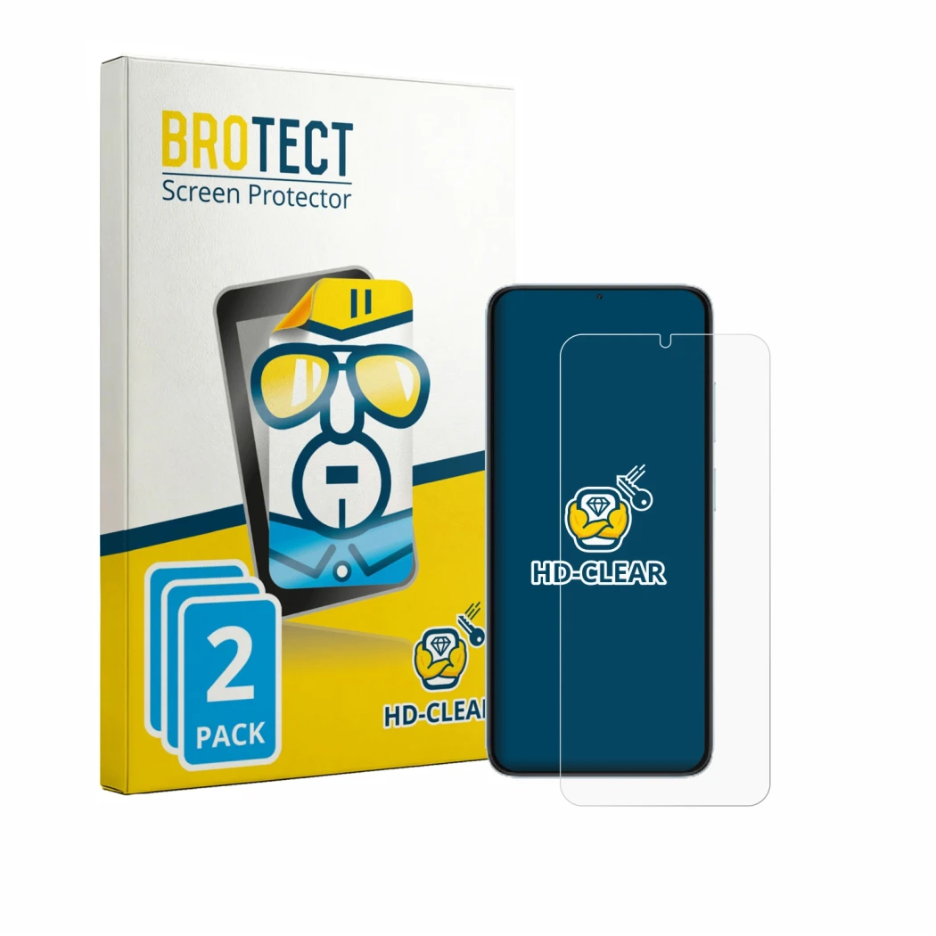 Vorderseite einer Produktverpackung mit dem Markenlogo BROTECT. Daneben ist das Gerät Doogee Note 60 mit dem zugehörigen Displ