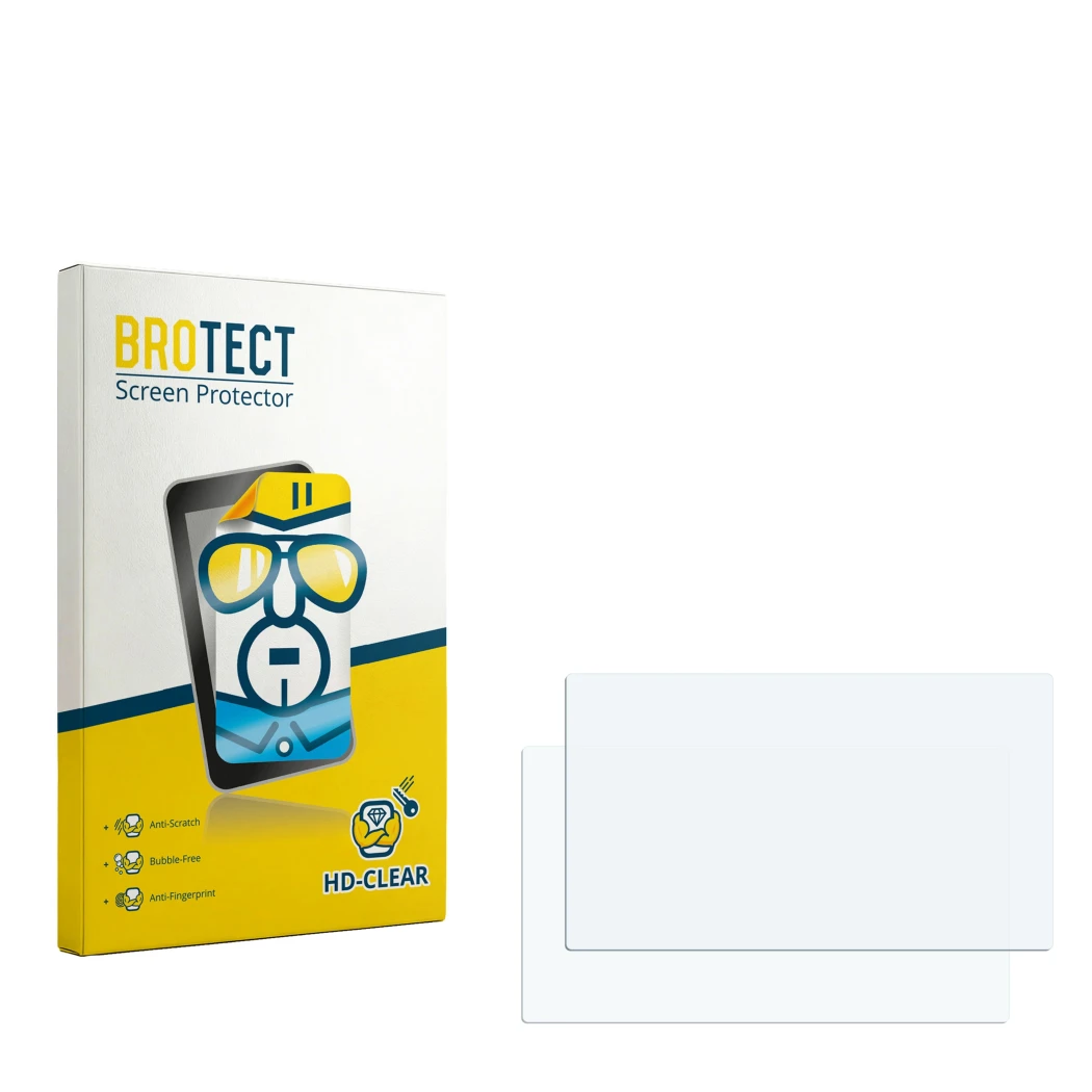 Vorderseite einer Produktverpackung mit dem Markenlogo BROTECT. Daneben ist der zugehörige Displayschutz.