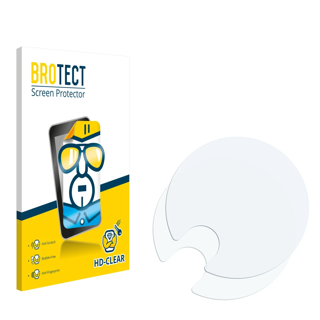 Vorderseite einer Produktverpackung mit dem Markenlogo BROTECT. Daneben ist der zugehörige Displayschutz.