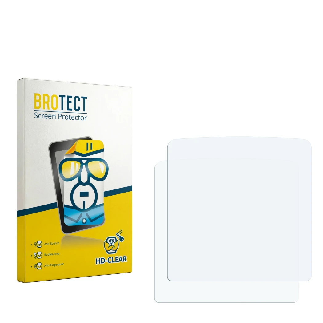 Vorderseite einer Produktverpackung mit dem Markenlogo BROTECT. Daneben ist der zugehörige Displayschutz.