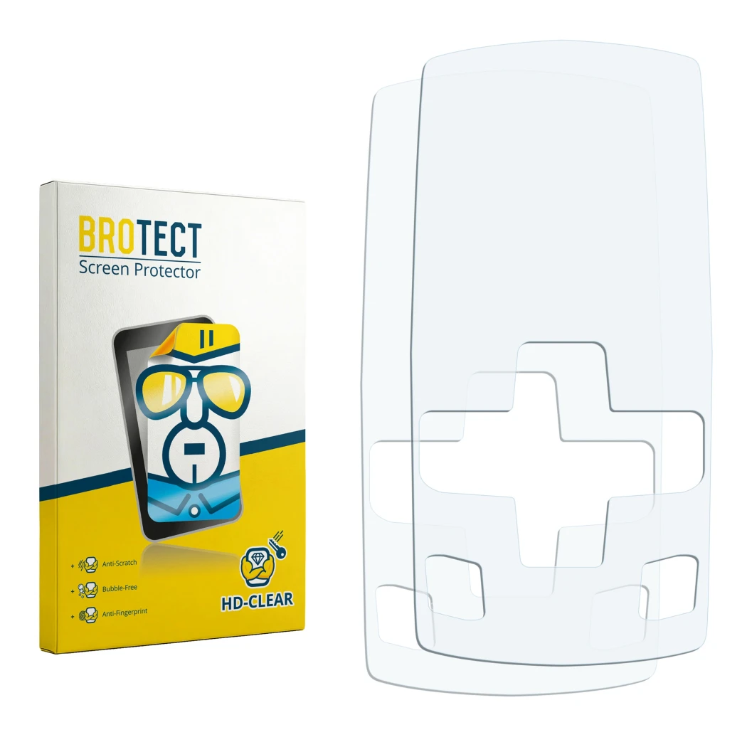 Vorderseite einer Produktverpackung mit dem Markenlogo BROTECT. Daneben ist der zugehörige Displayschutz.