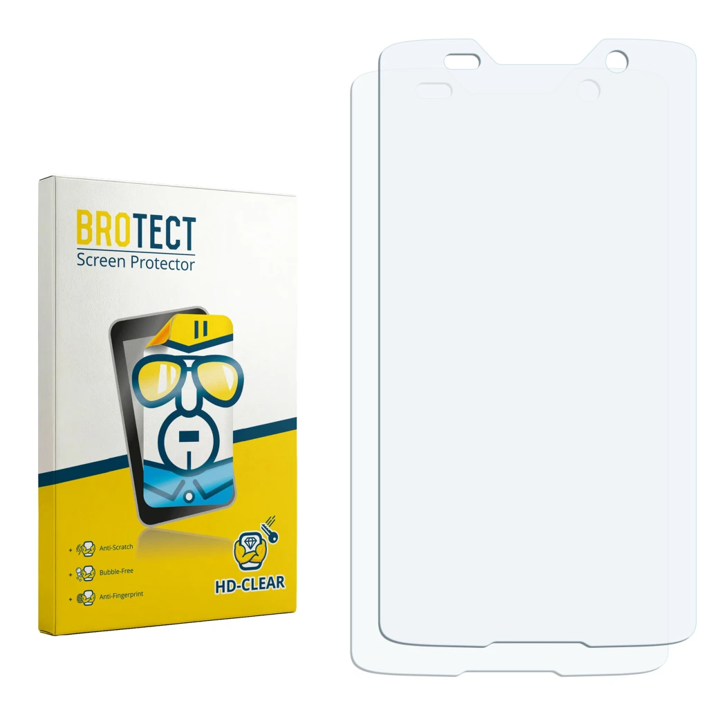 Vorderseite einer Produktverpackung mit dem Markenlogo BROTECT. Daneben ist der zugehörige Displayschutz.