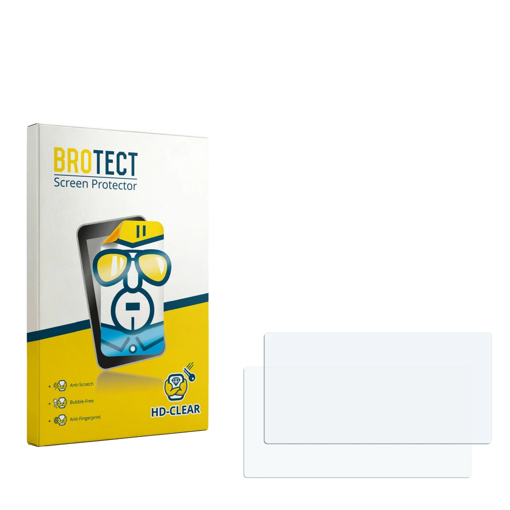 Vorderseite einer Produktverpackung mit dem Markenlogo BROTECT. Daneben ist der zugehörige Displayschutz.