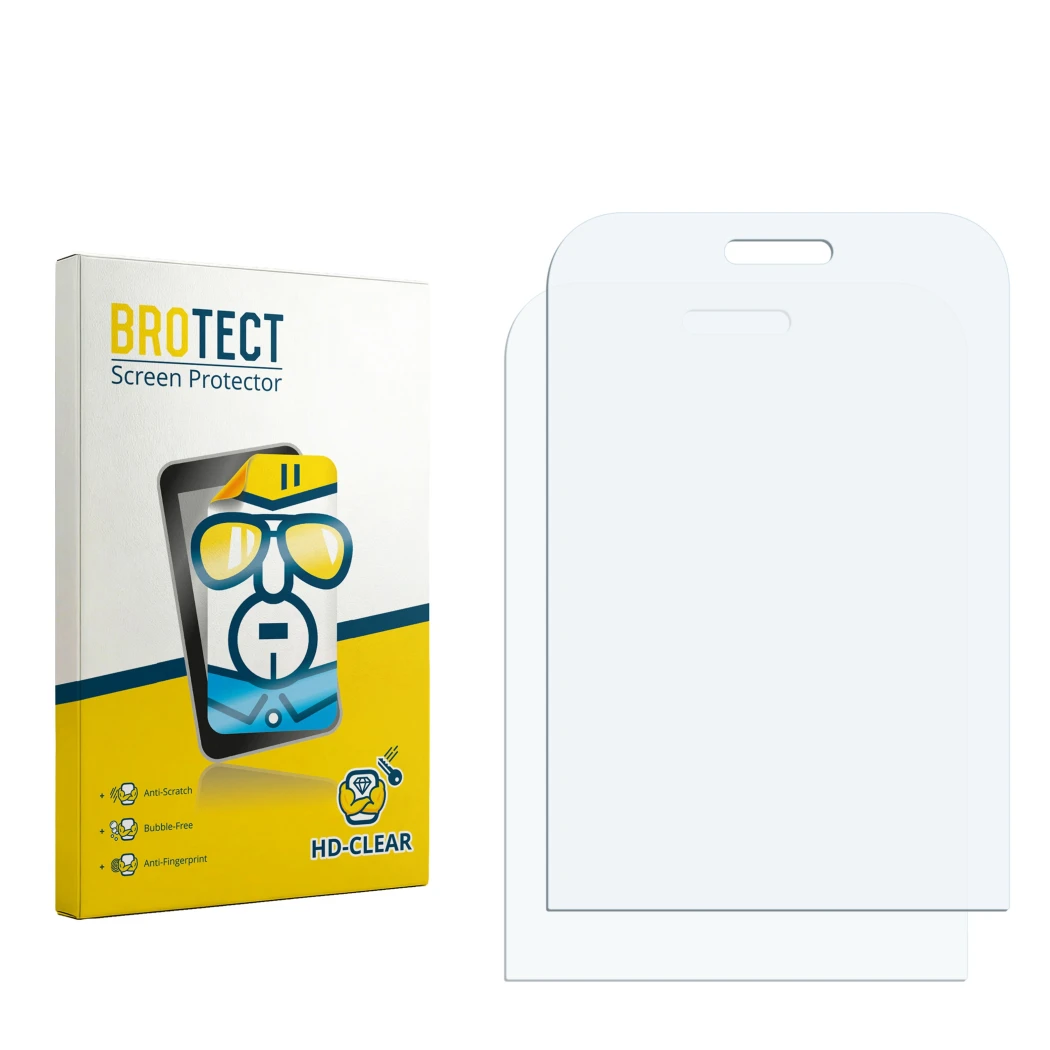 Vorderseite einer Produktverpackung mit dem Markenlogo BROTECT. Daneben ist der zugehörige Displayschutz.