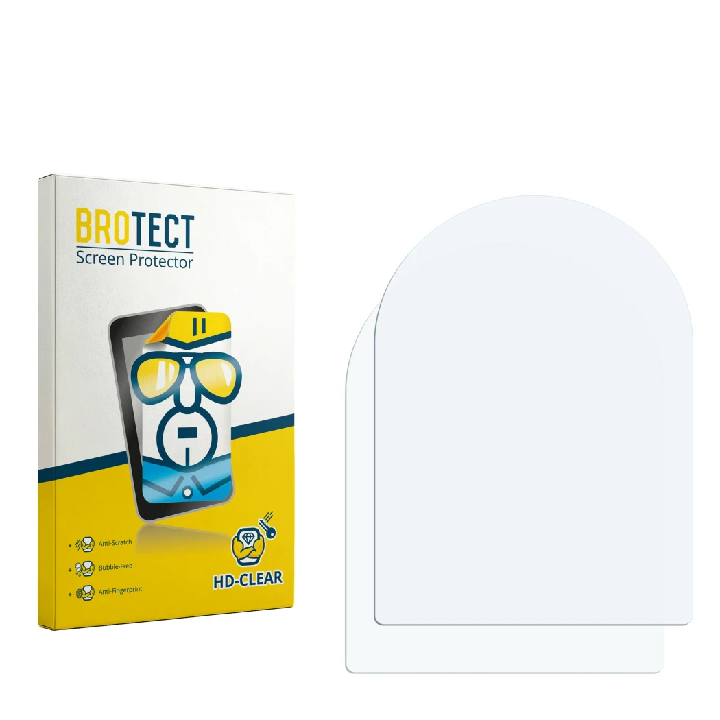 Vorderseite einer Produktverpackung mit dem Markenlogo BROTECT. Daneben ist der zugehörige Displayschutz.