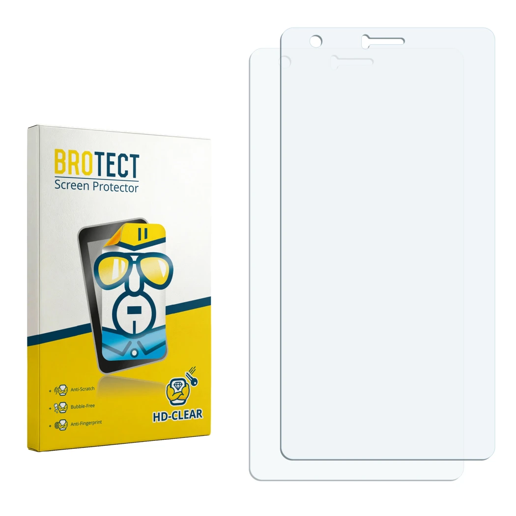 Vorderseite einer Produktverpackung mit dem Markenlogo BROTECT. Daneben ist der zugehörige Displayschutz.