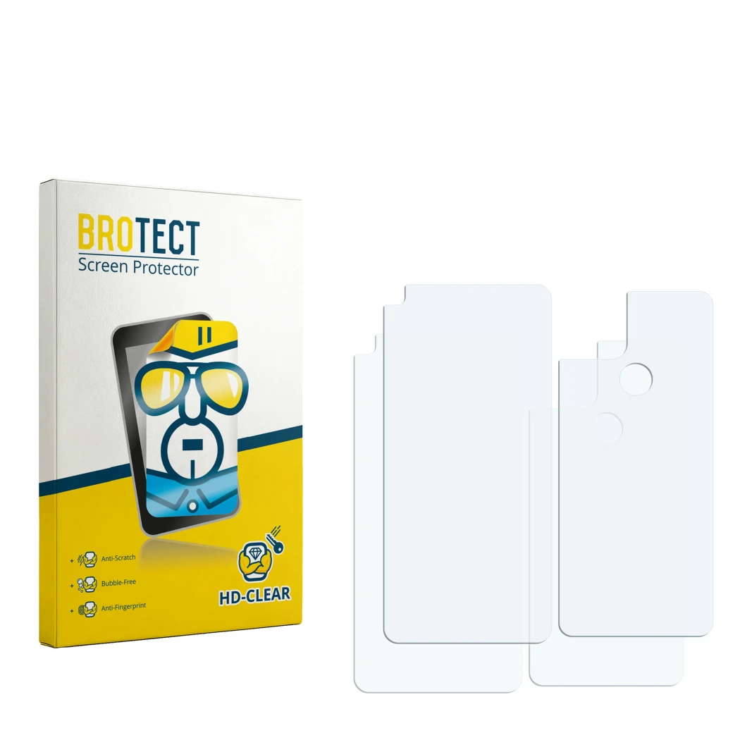 Vorderseite einer Produktverpackung mit dem Markenlogo BROTECT. Daneben ist der zugehörige Displayschutz.