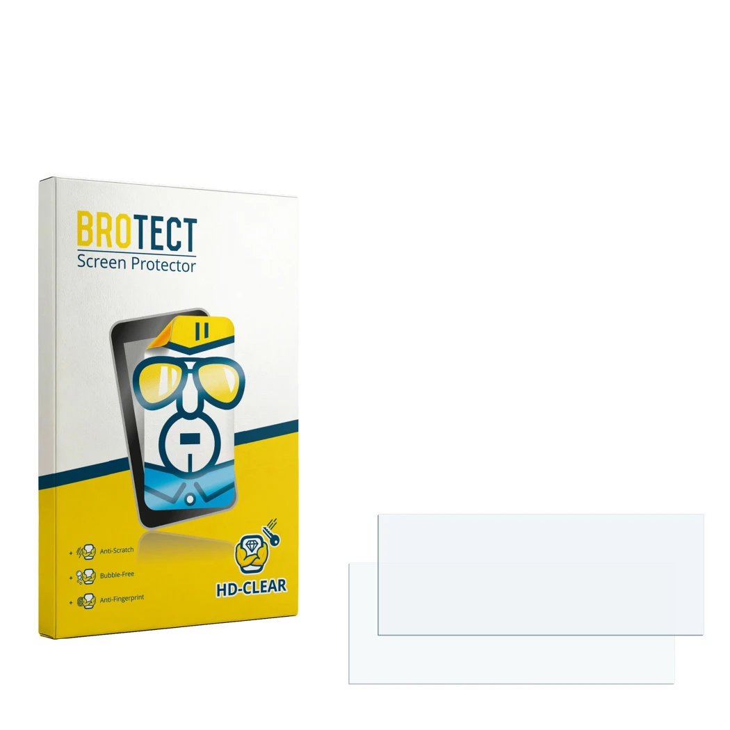 Vorderseite einer Produktverpackung mit dem Markenlogo BROTECT. Daneben ist der zugehörige Displayschutz.