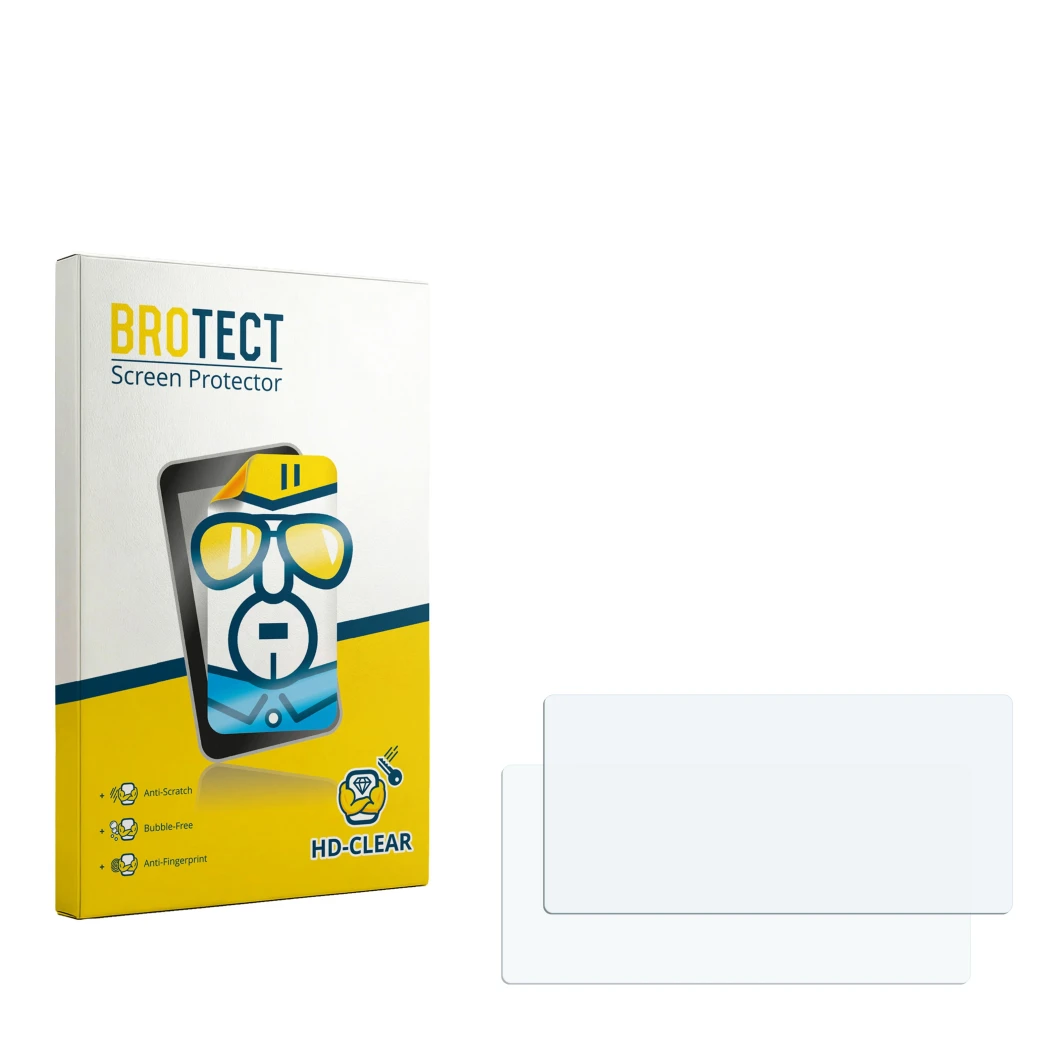 Vorderseite einer Produktverpackung mit dem Markenlogo BROTECT. Daneben ist der zugehörige Displayschutz.