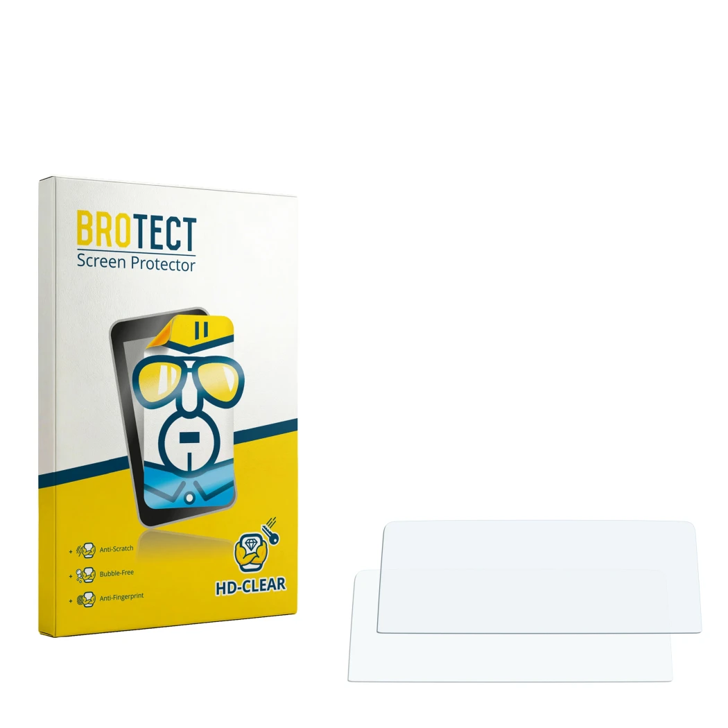 Vorderseite einer Produktverpackung mit dem Markenlogo BROTECT. Daneben ist der zugehörige Displayschutz.