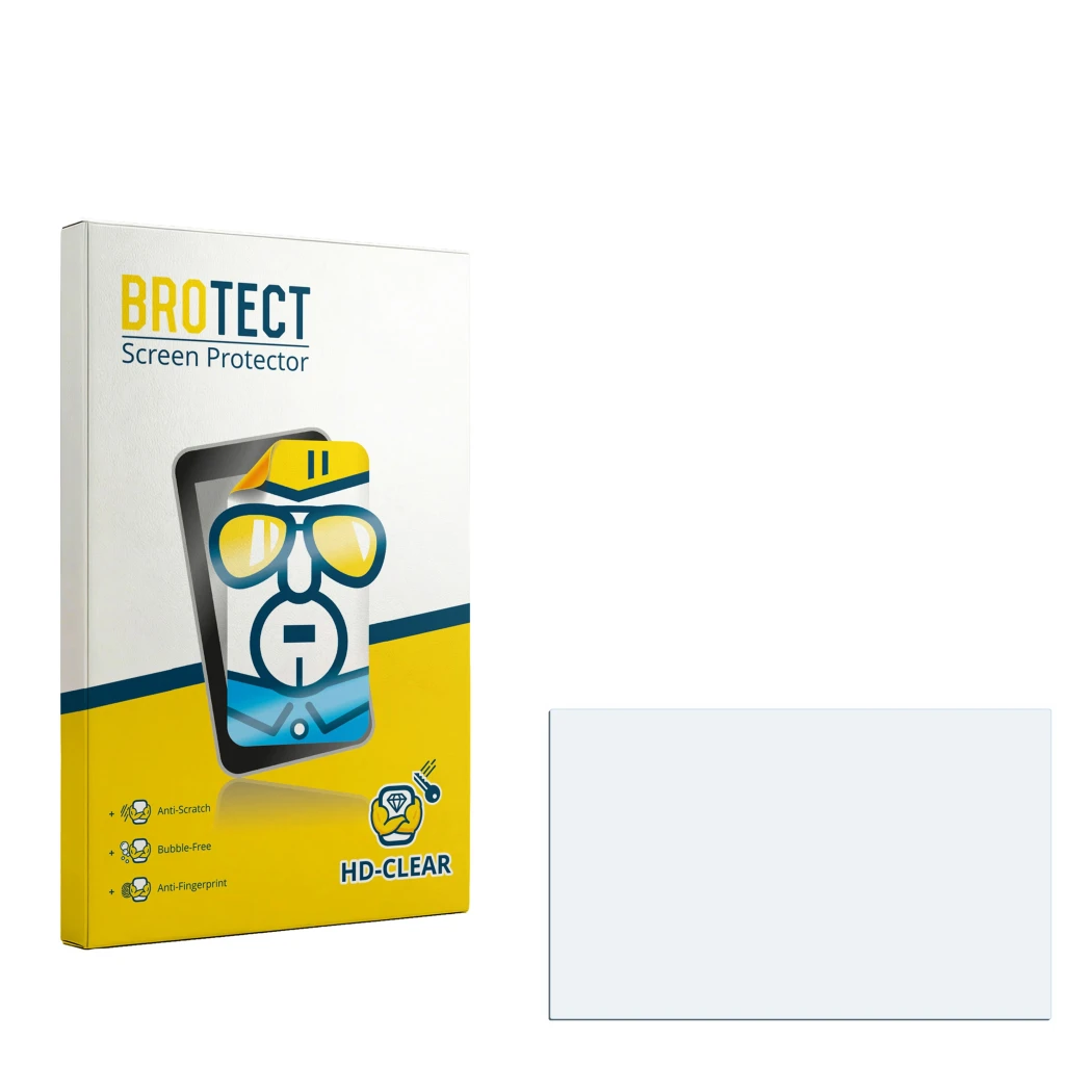 Vorderseite einer Produktverpackung mit dem Markenlogo BROTECT. Daneben ist der zugehörige Displayschutz.