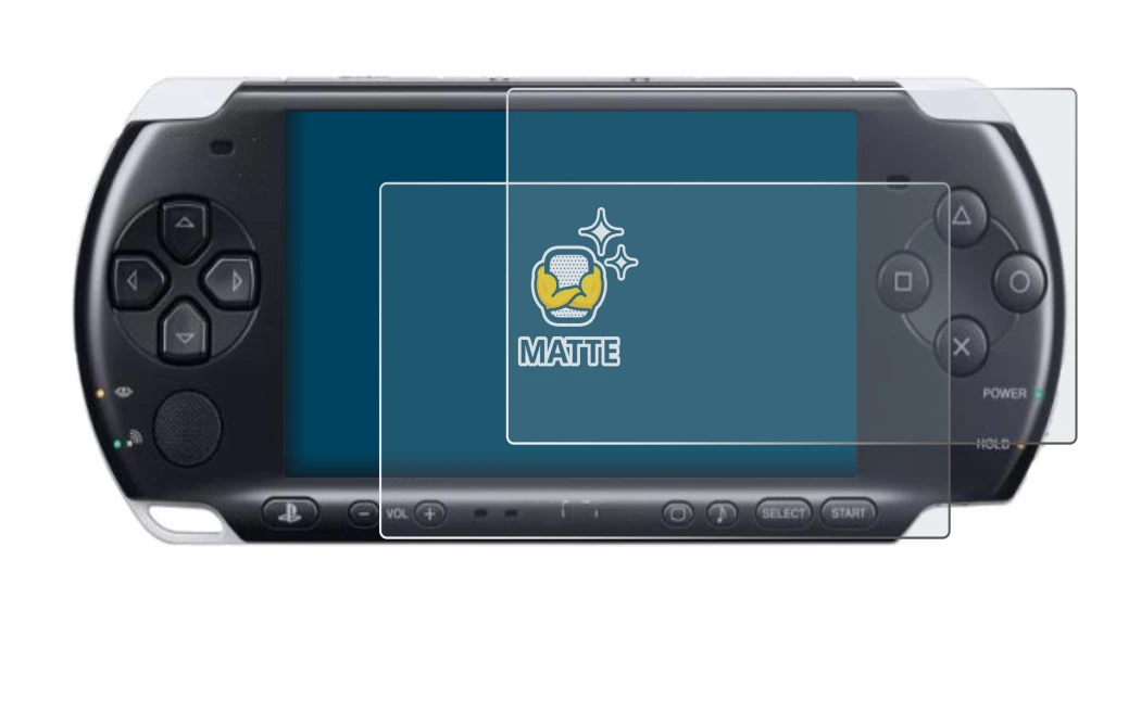 Abbildung des Geräts Sony PSP 3000 mit einer Vielzahl des Displayschutzes.