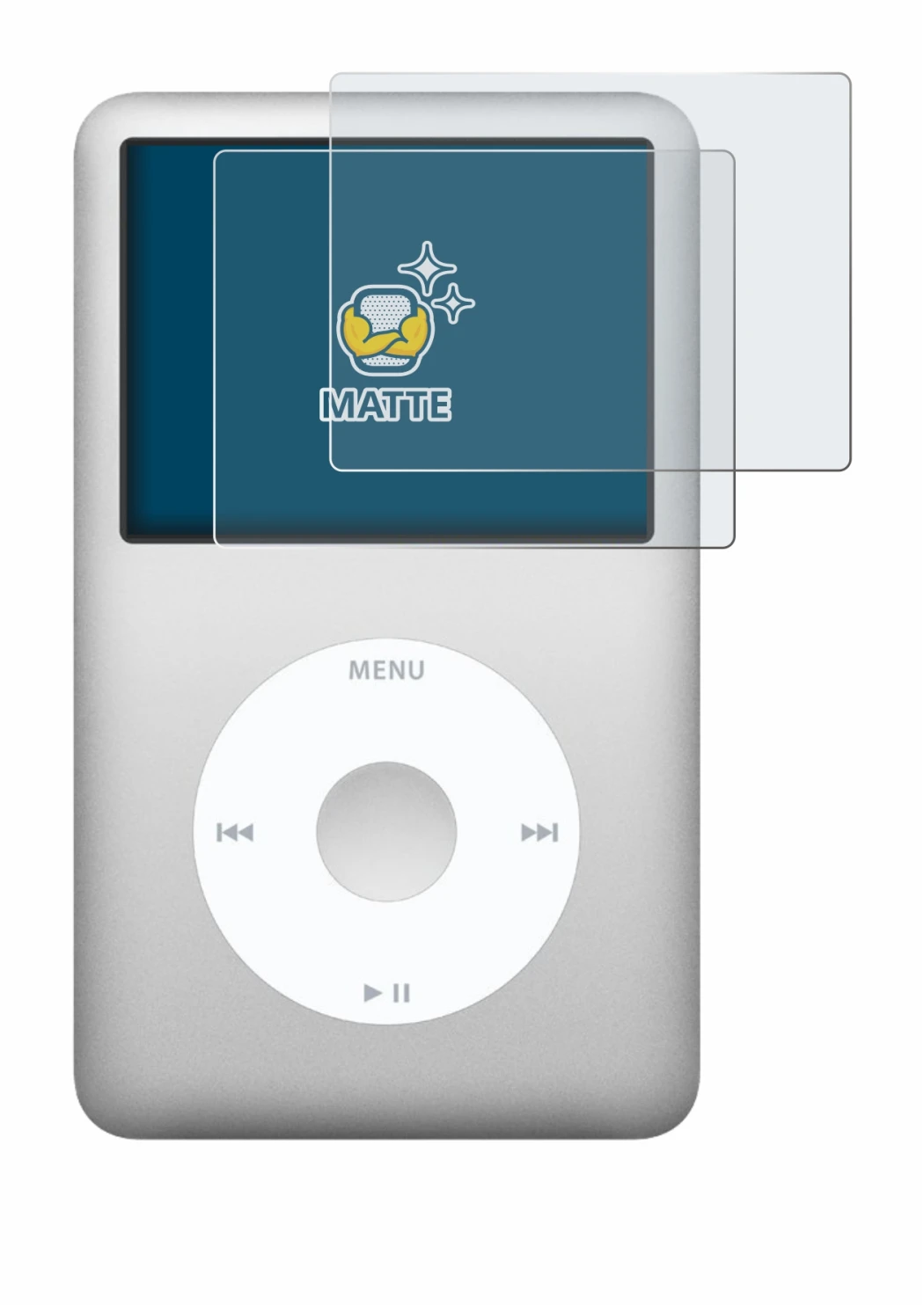 Abbildung des Geräts Apple iPod classic 160 GB (7. Gen.) mit einer Vielzahl des Displayschutzes.