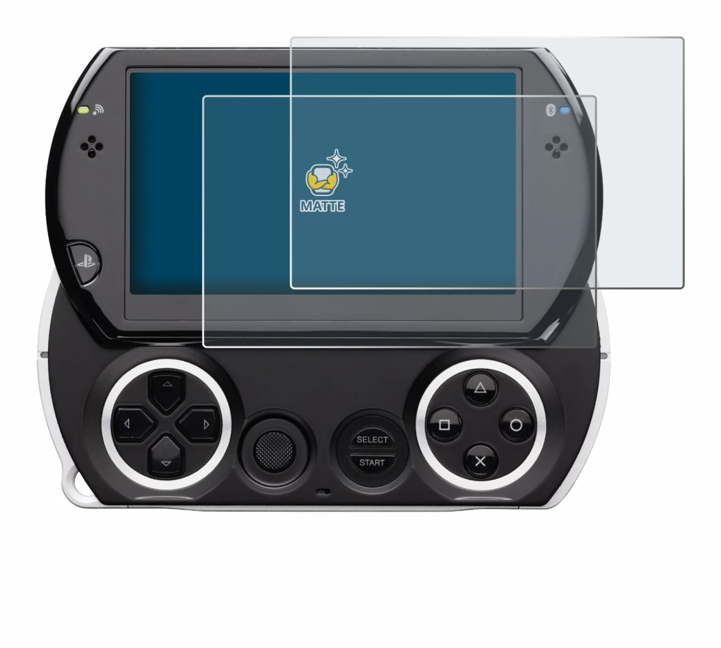 Abbildung des Geräts Sony PSP Go mit einer Vielzahl des Displayschutzes.