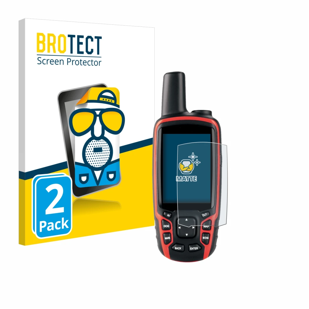 Vorderseite einer Produktverpackung mit dem Markenlogo BROTECT. Daneben ist das Gerät Garmin Astro 320 mit dem zugehörigen Dis