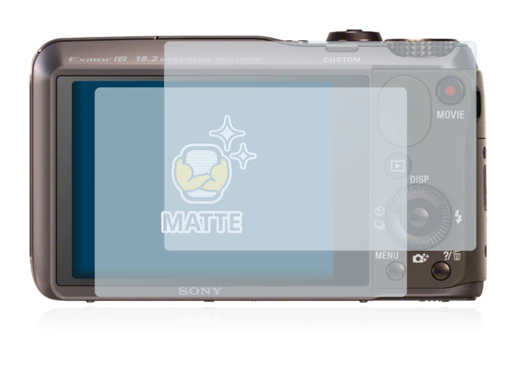 Abbildung des Geräts Sony Cyber-Shot DSC-HX20V mit einer Vielzahl des Displayschutzes.