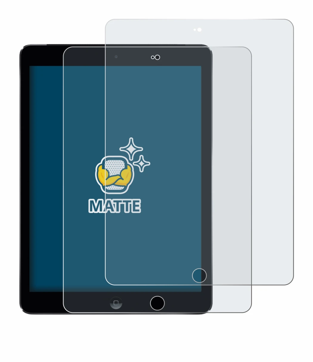 Abbildung des Geräts Apple iPad Air 2 2014 mit einer Vielzahl des Displayschutzes.