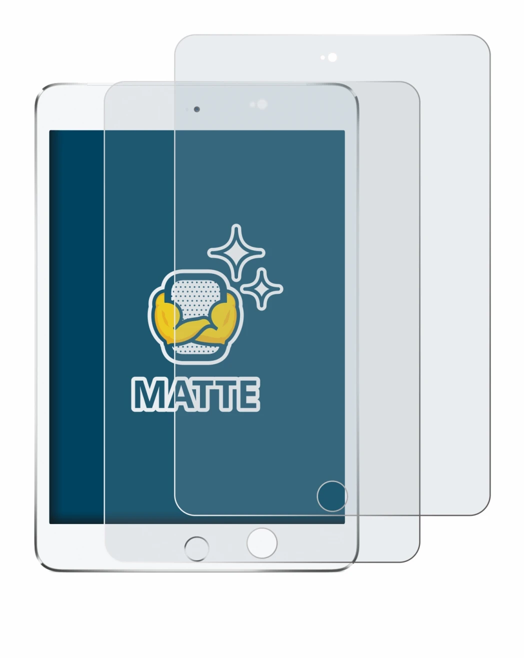 Abbildung des Geräts Apple iPad Mini 4 2015 mit einer Vielzahl des Displayschutzes.