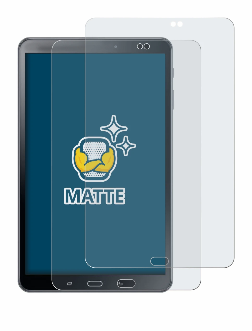 Abbildung des Geräts Samsung Galaxy Tab A 10.1 2016 SM-T585 mit einer Vielzahl des Displayschutzes.