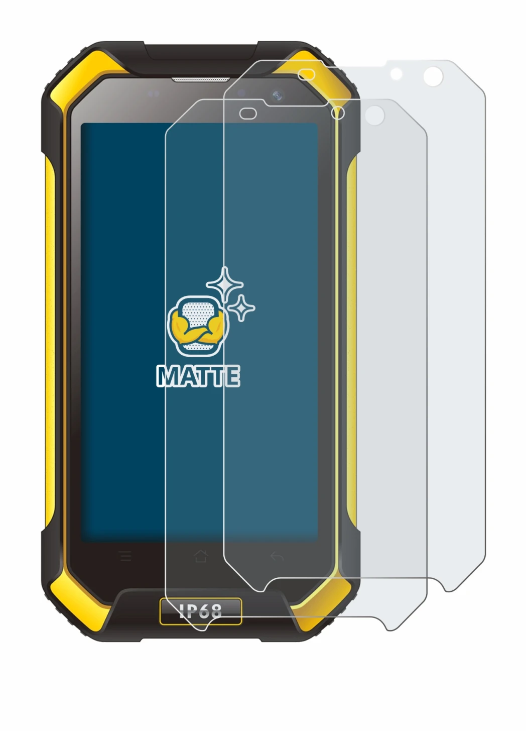 Abbildung des Geräts Blackview BV6000 mit einer Vielzahl des Displayschutzes.