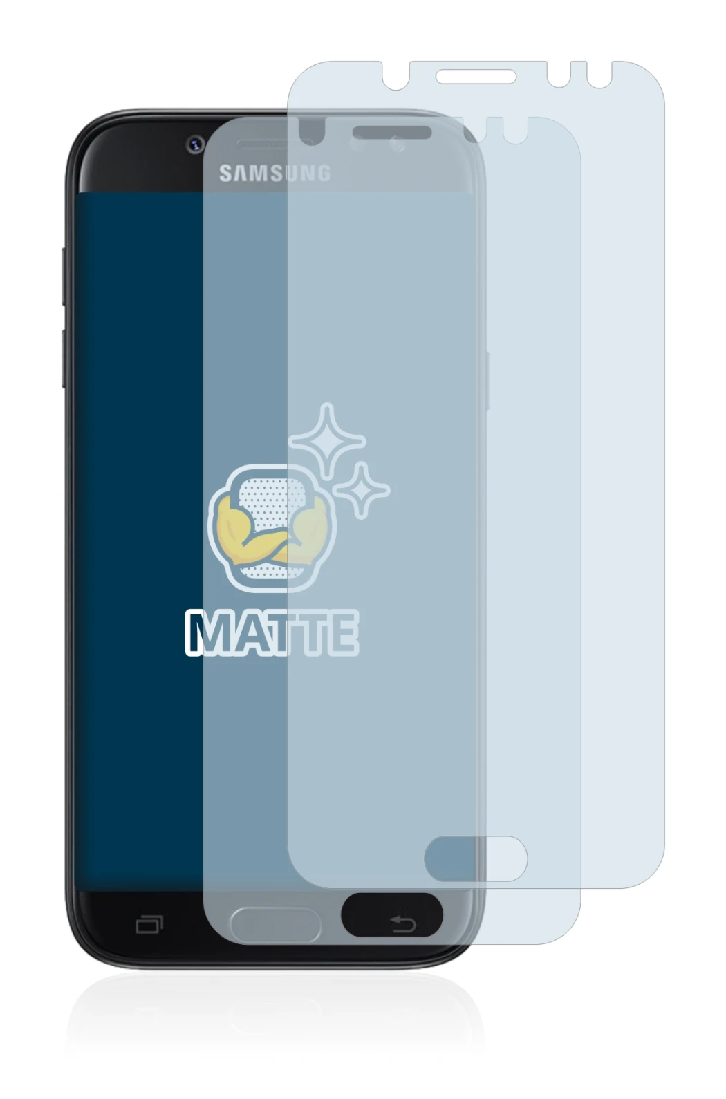 Abbildung des Geräts Samsung Galaxy J5 2017 mit einer Vielzahl des Displayschutzes.