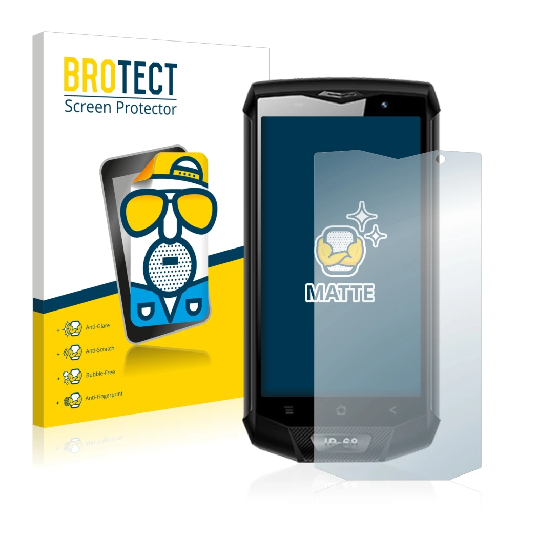 Vorderseite einer Produktverpackung mit dem Markenlogo BROTECT. Daneben ist das Gerät Blackview BV8000 Pro mit dem zugehörigen