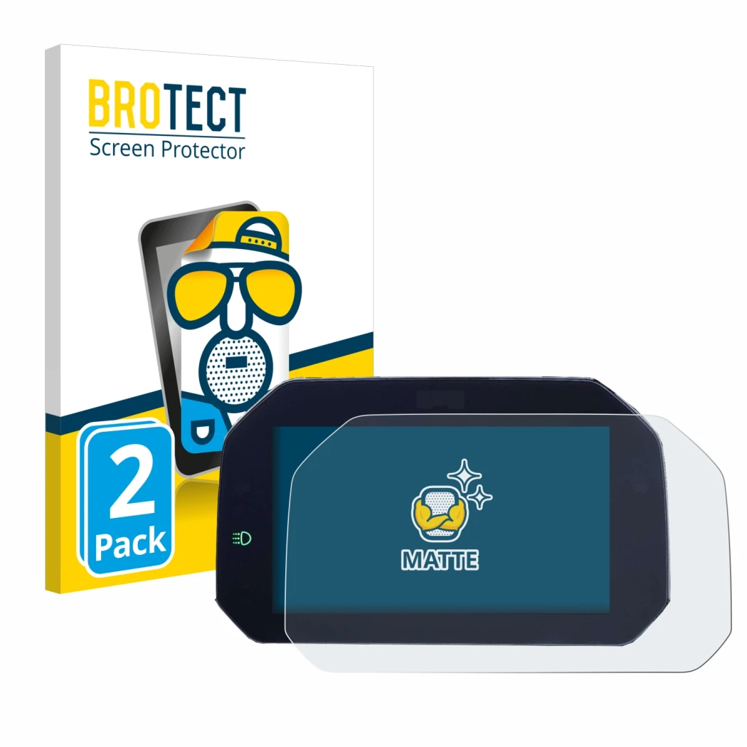 Vorderseite einer Produktverpackung mit dem Markenlogo BROTECT. Daneben ist das Gerät BMW R 1200 GS 2017-2018 Connectivity TFT