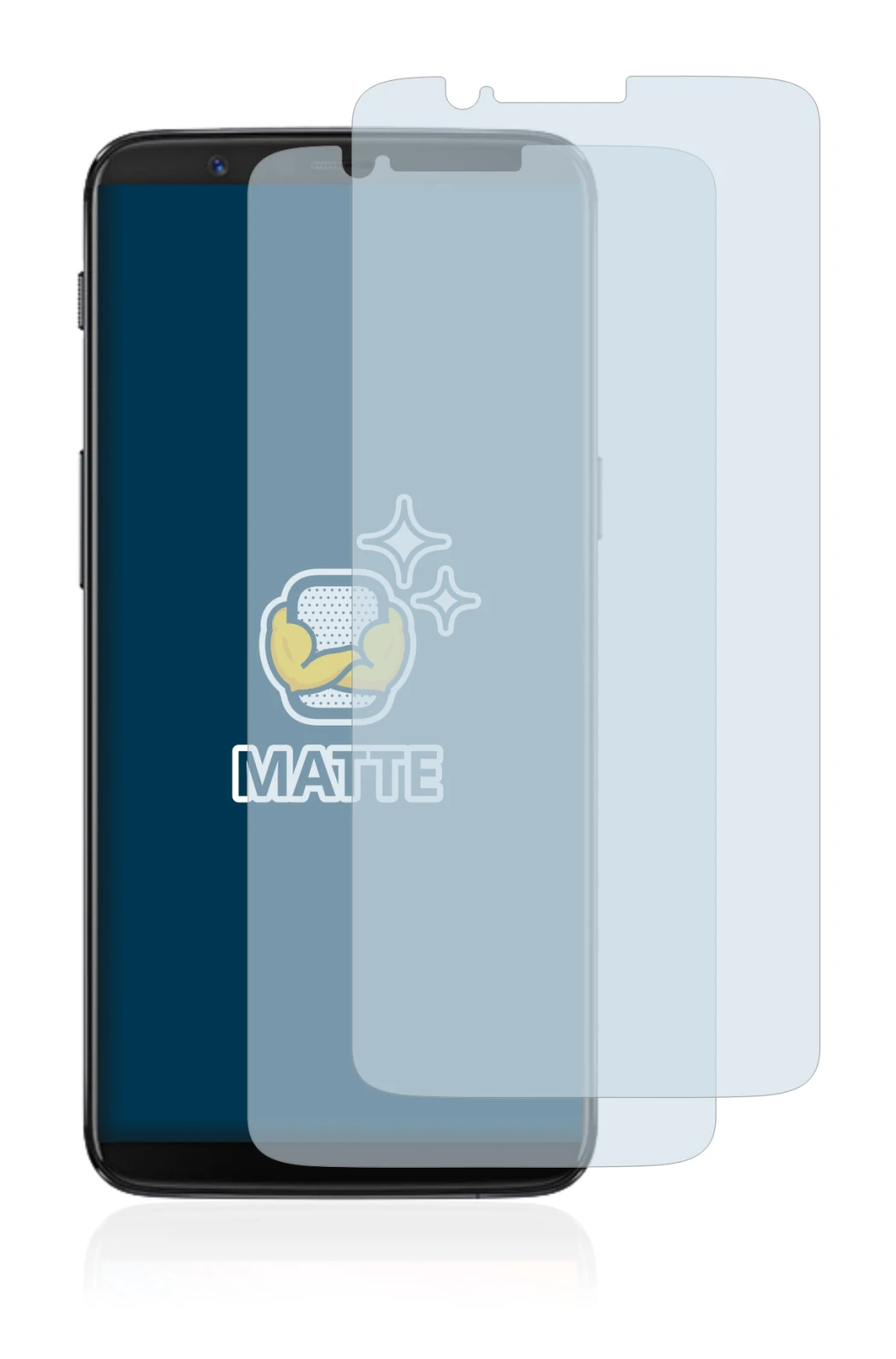 Abbildung des Geräts OnePlus 5T mit einer Vielzahl des Displayschutzes.