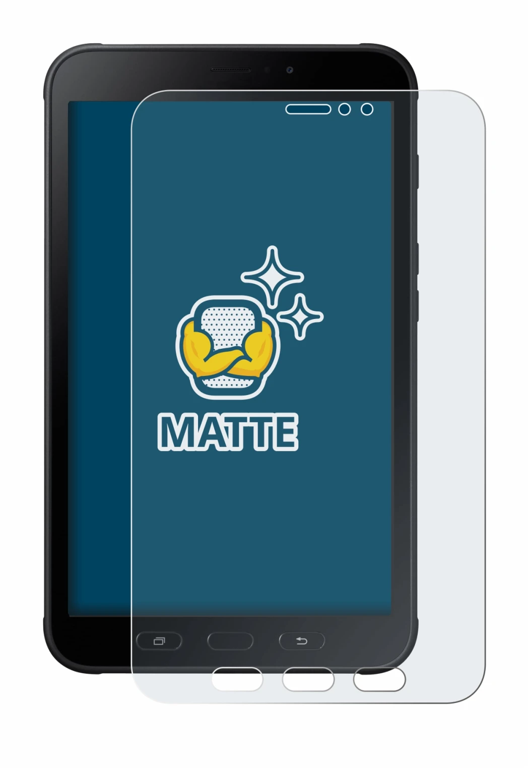 Abbildung des Geräts Samsung Galaxy Tab Active 2 mit einer Vielzahl des Displayschutzes.