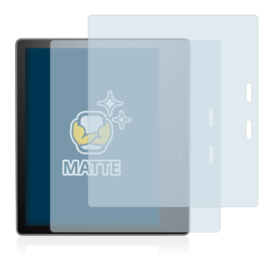 Abbildung des Geräts Amazon Kindle Oasis 2017 (9. Gen.) mit einer Vielzahl des Displayschutzes.