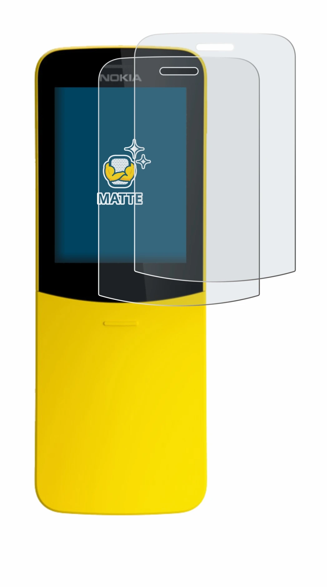 Abbildung des Geräts Nokia 8110 mit einer Vielzahl des Displayschutzes.