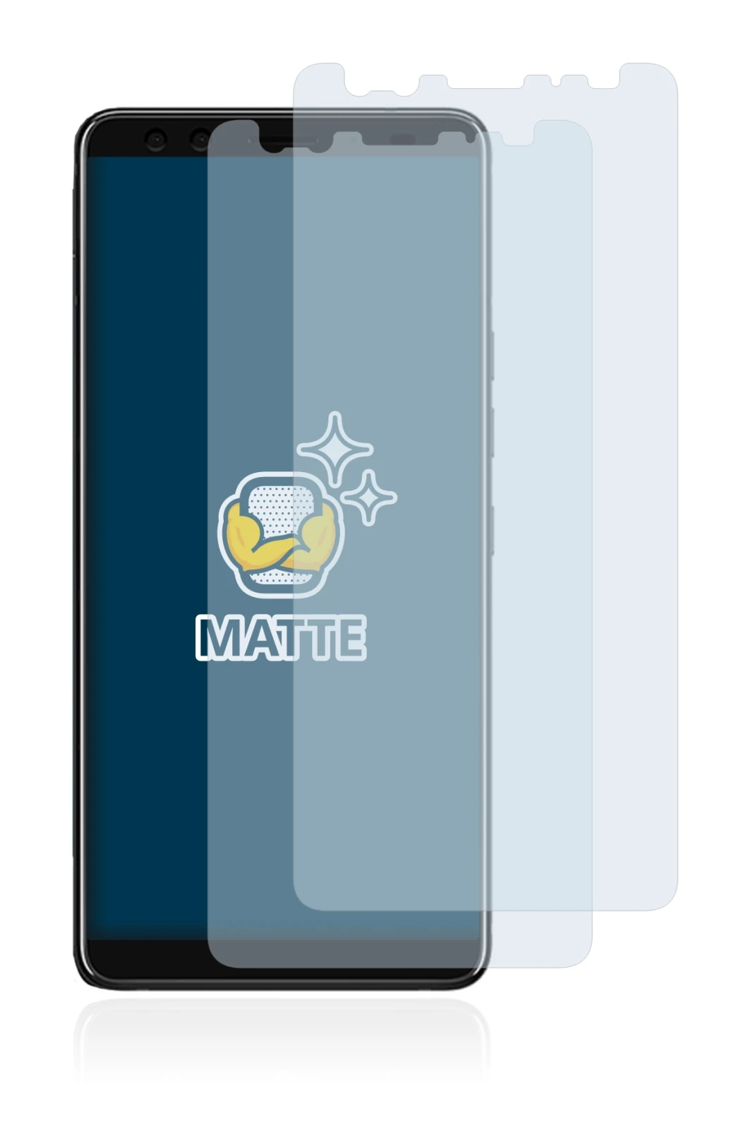 Abbildung des Geräts HTC U12 Plus mit einer Vielzahl des Displayschutzes.