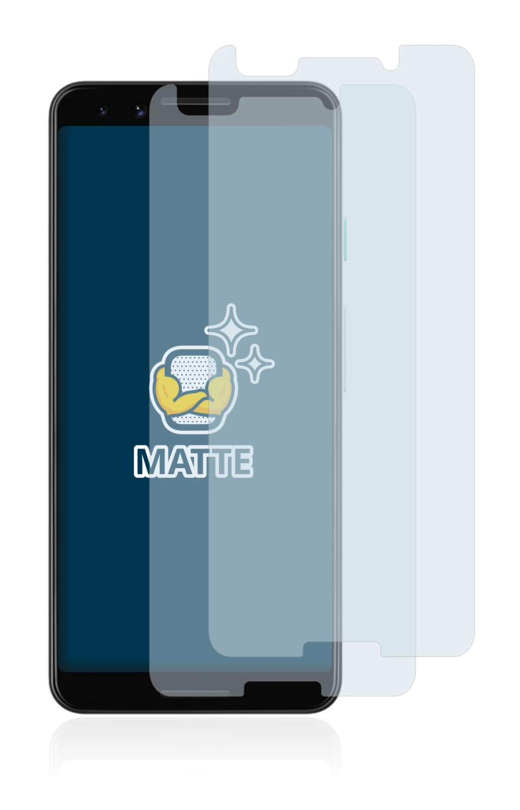 Abbildung des Geräts Google Pixel 3 mit einer Vielzahl des Displayschutzes.