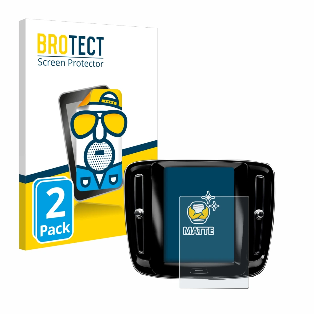 Vorderseite einer Produktverpackung mit dem Markenlogo BROTECT. Daneben ist das Gerät Volvo XC40 Sensus Connect 8.7