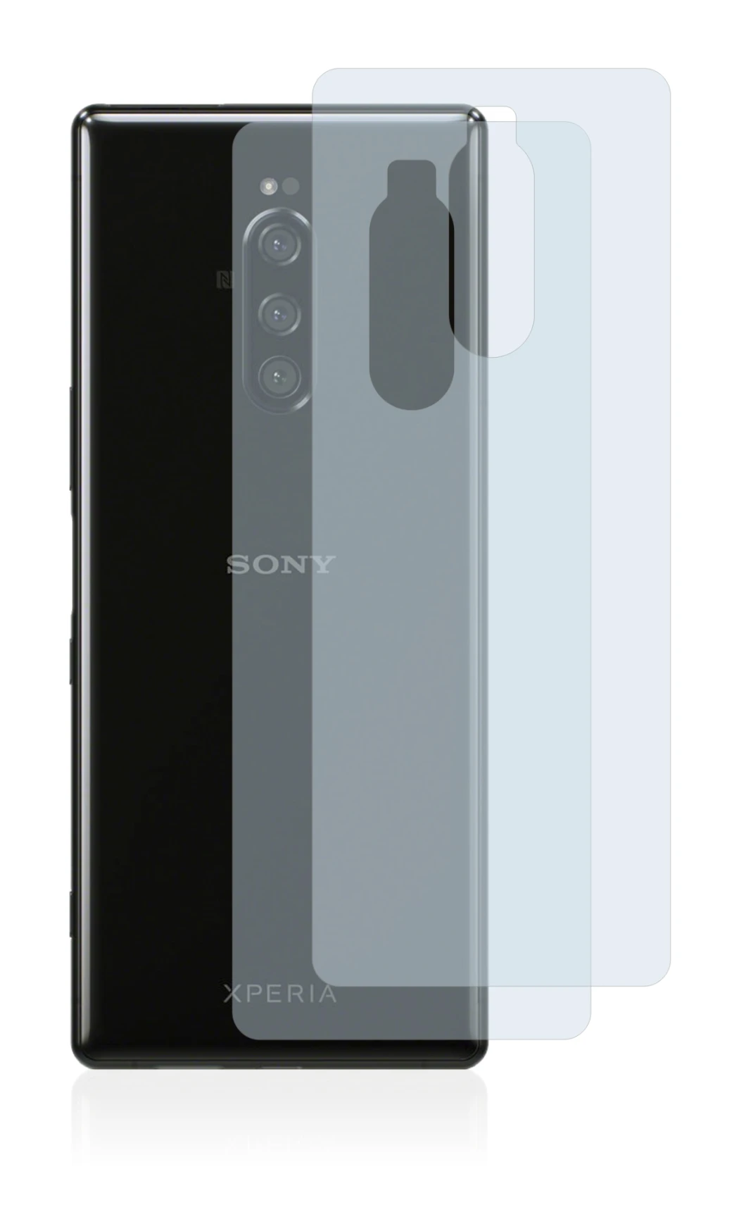 Abbildung des Geräts Sony Xperia 1 (Rückseite) mit einer Vielzahl des Displayschutzes.