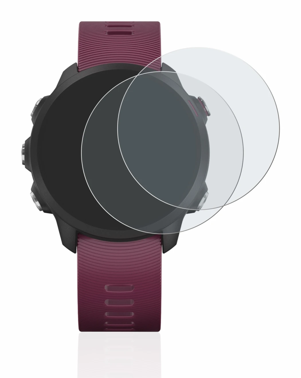 Abbildung des Geräts Garmin Forerunner 245 mit einer Vielzahl des Displayschutzes.