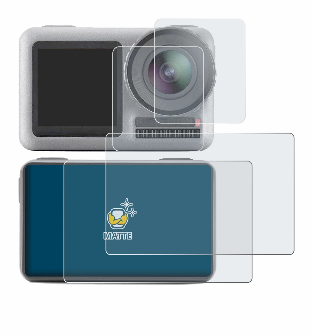 Abbildung des Geräts DJI Osmo Action mit einer Vielzahl des Displayschutzes.