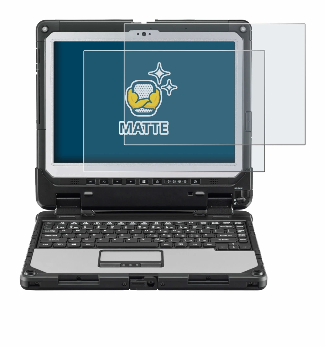 Abbildung des Geräts Panasonic Toughbook CF-33 mit einer Vielzahl des Displayschutzes.