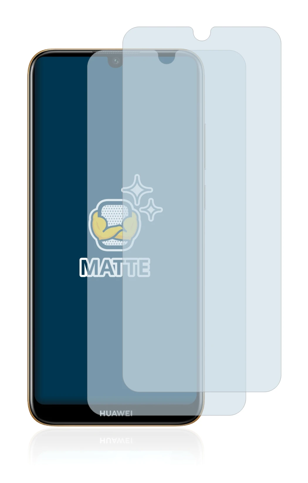 Abbildung des Geräts Huawei Y6s 2019 mit einer Vielzahl des Displayschutzes.