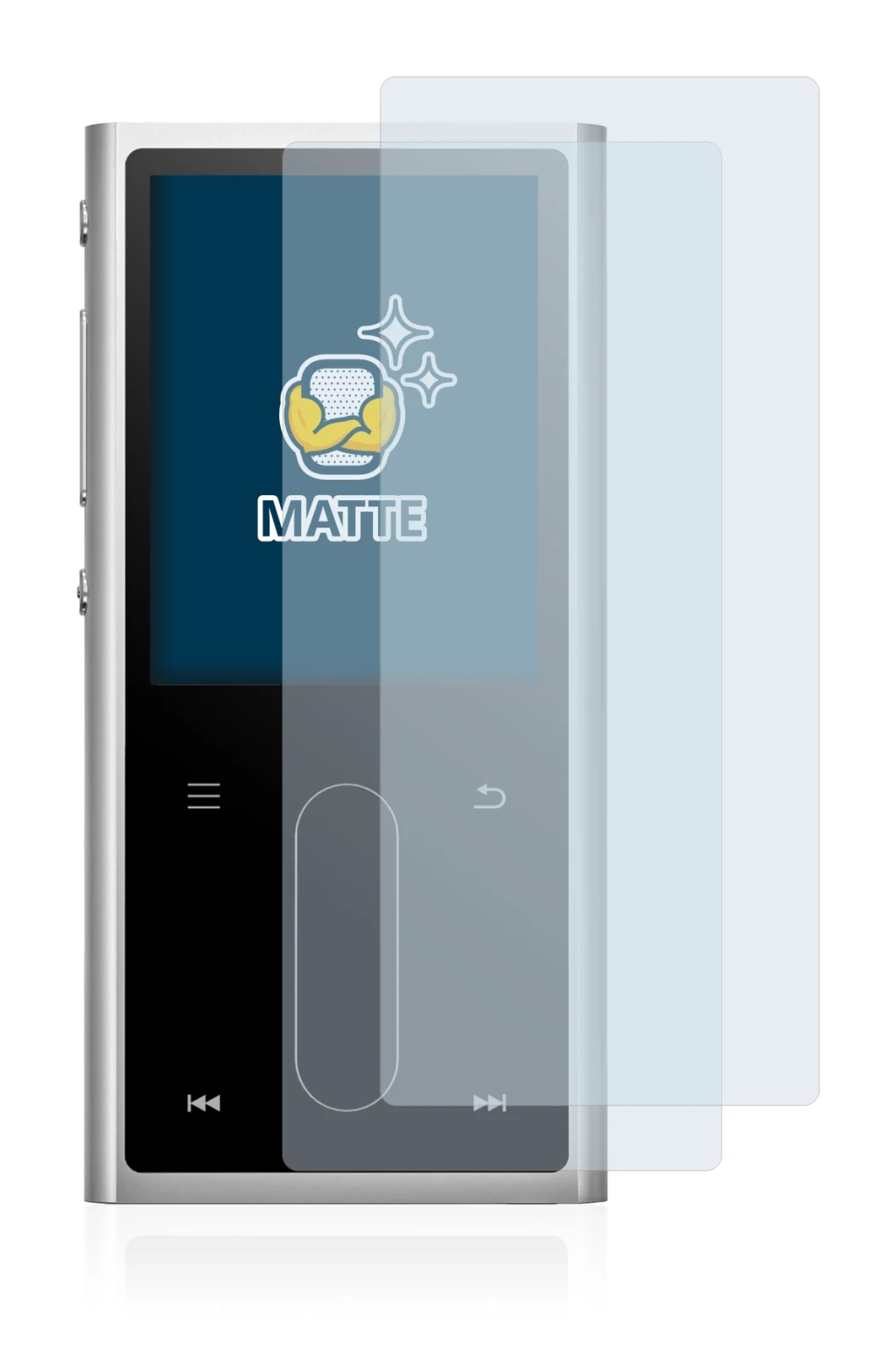 Abbildung des Geräts FiiO M3K mit einer Vielzahl des Displayschutzes.