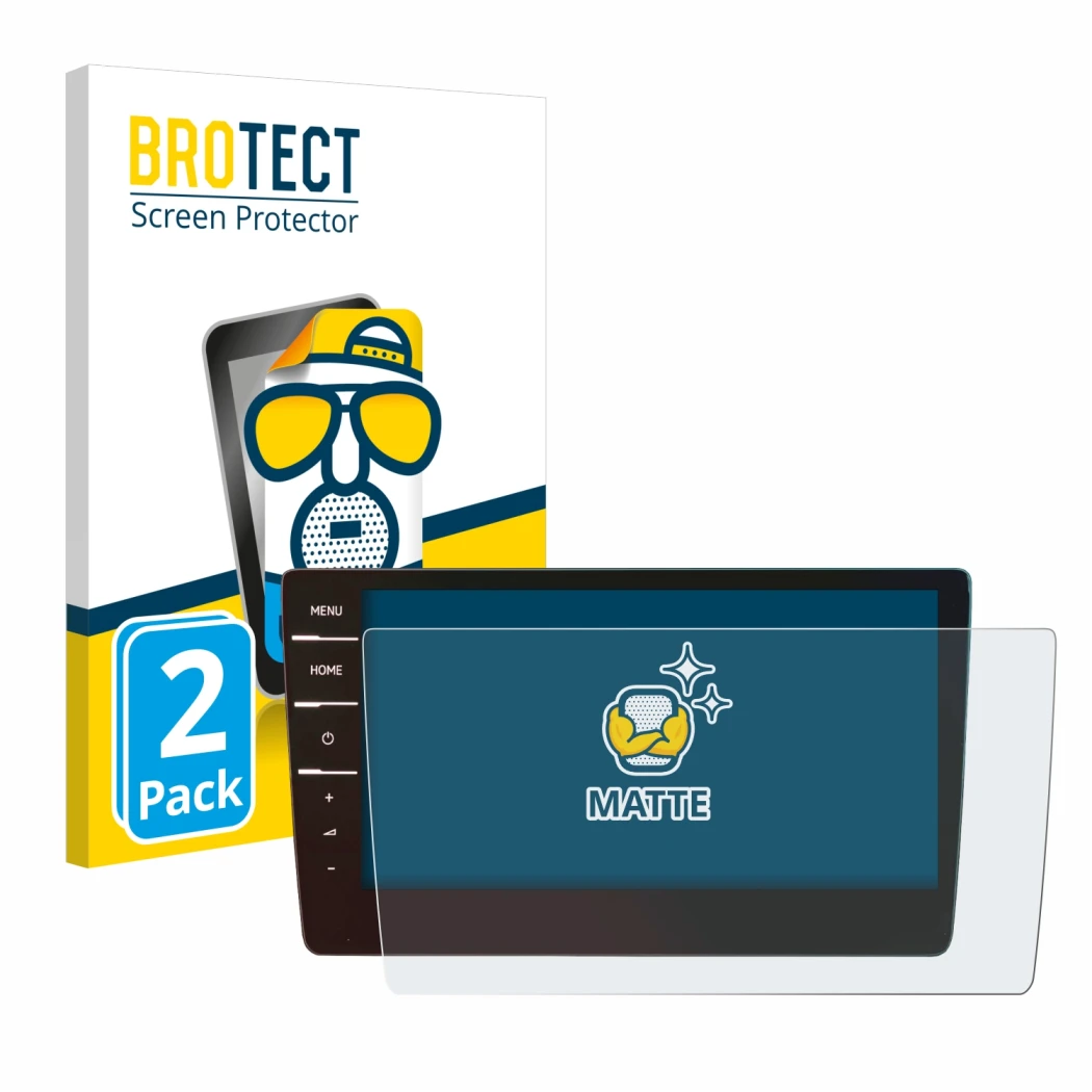 Vorderseite einer Produktverpackung mit dem Markenlogo BROTECT. Daneben ist das Gerät Volkswagen Touran 2019 Discover Pro 9.2