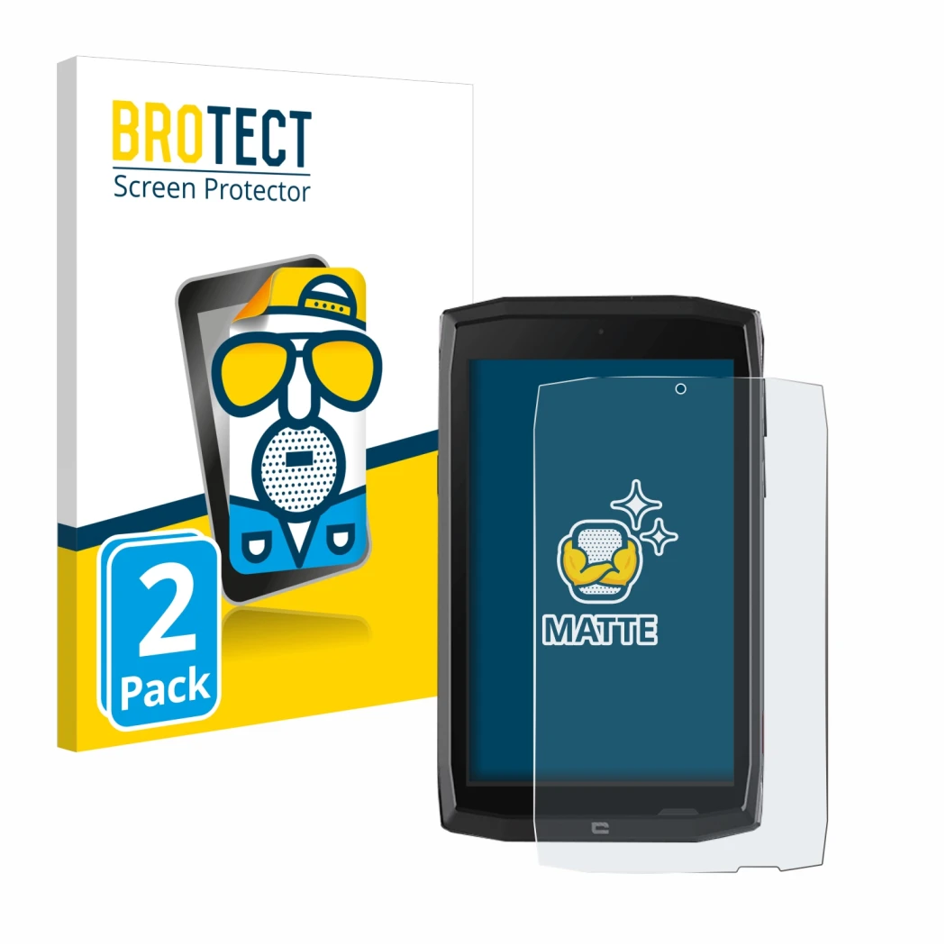 Vorderseite einer Produktverpackung mit dem Markenlogo BROTECT. Daneben ist das Gerät Crosscall Core T4 mit dem zugehörigen Di