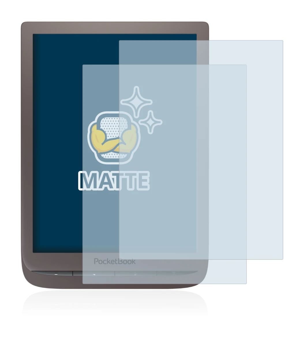 Abbildung des Geräts PocketBook InkPad 3 Pro mit einer Vielzahl des Displayschutzes.