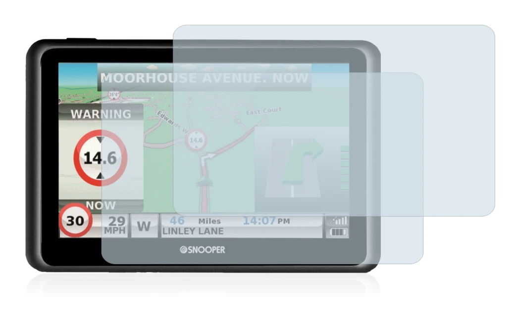 Abbildung des Geräts Snooper Truckmate S6900 mit einer Vielzahl des Displayschutzes.