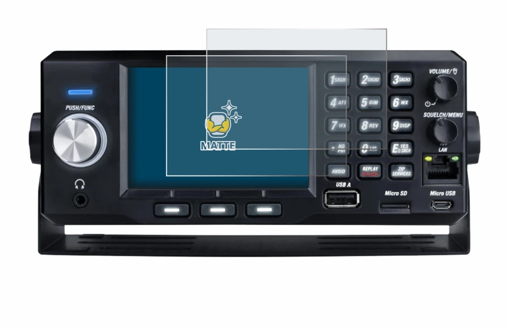 Abbildung des Geräts Uniden SDS200E mit einer Vielzahl des Displayschutzes.