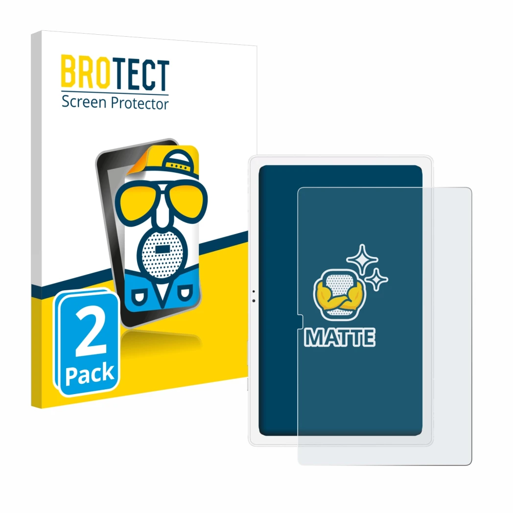 Vorderseite einer Produktverpackung mit dem Markenlogo BROTECT. Daneben ist das Gerät Samsung Galaxy Tab A7 10.4 WiFi 2020 mit