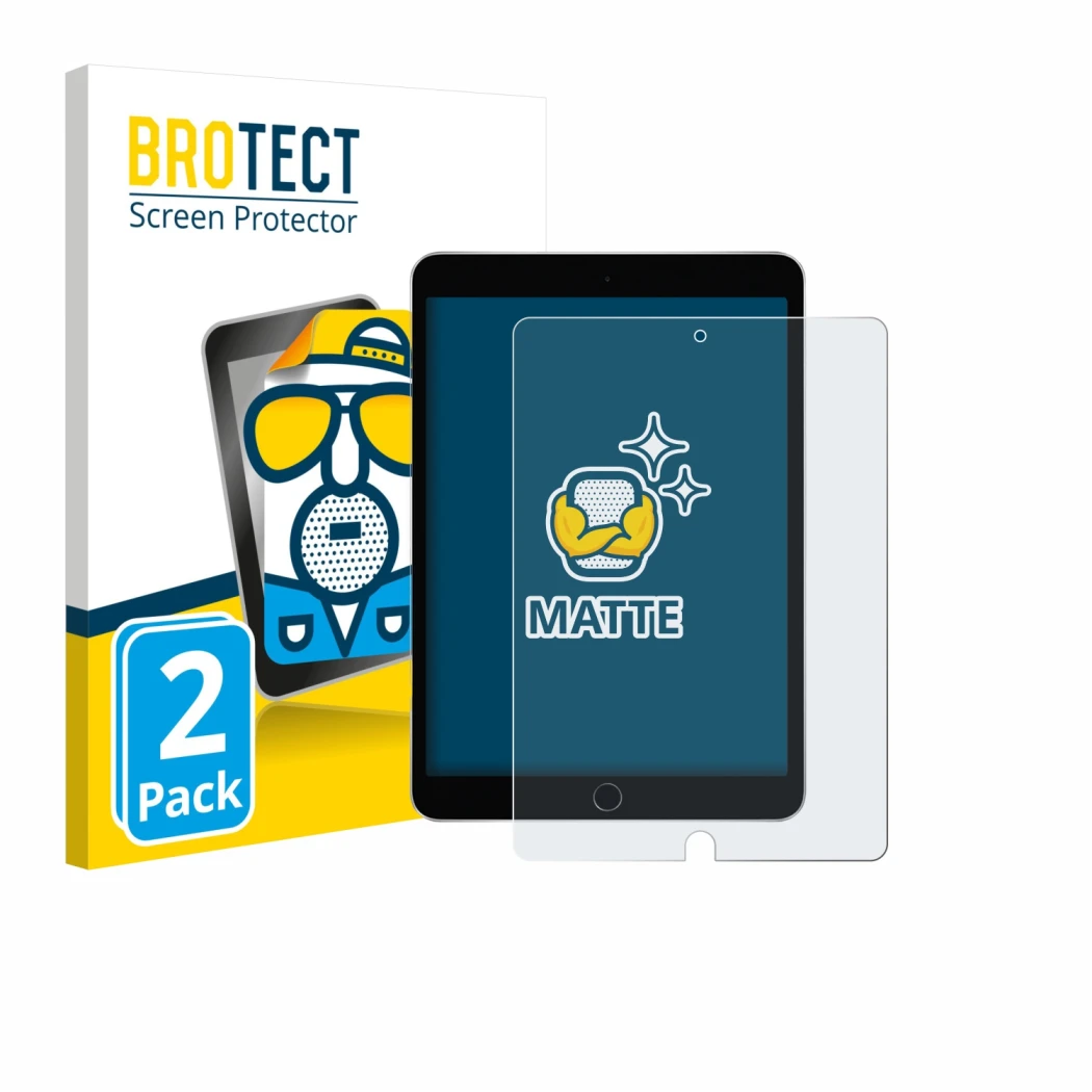Vorderseite einer Produktverpackung mit dem Markenlogo BROTECT. Daneben ist das Gerät Apple iPad 10.2