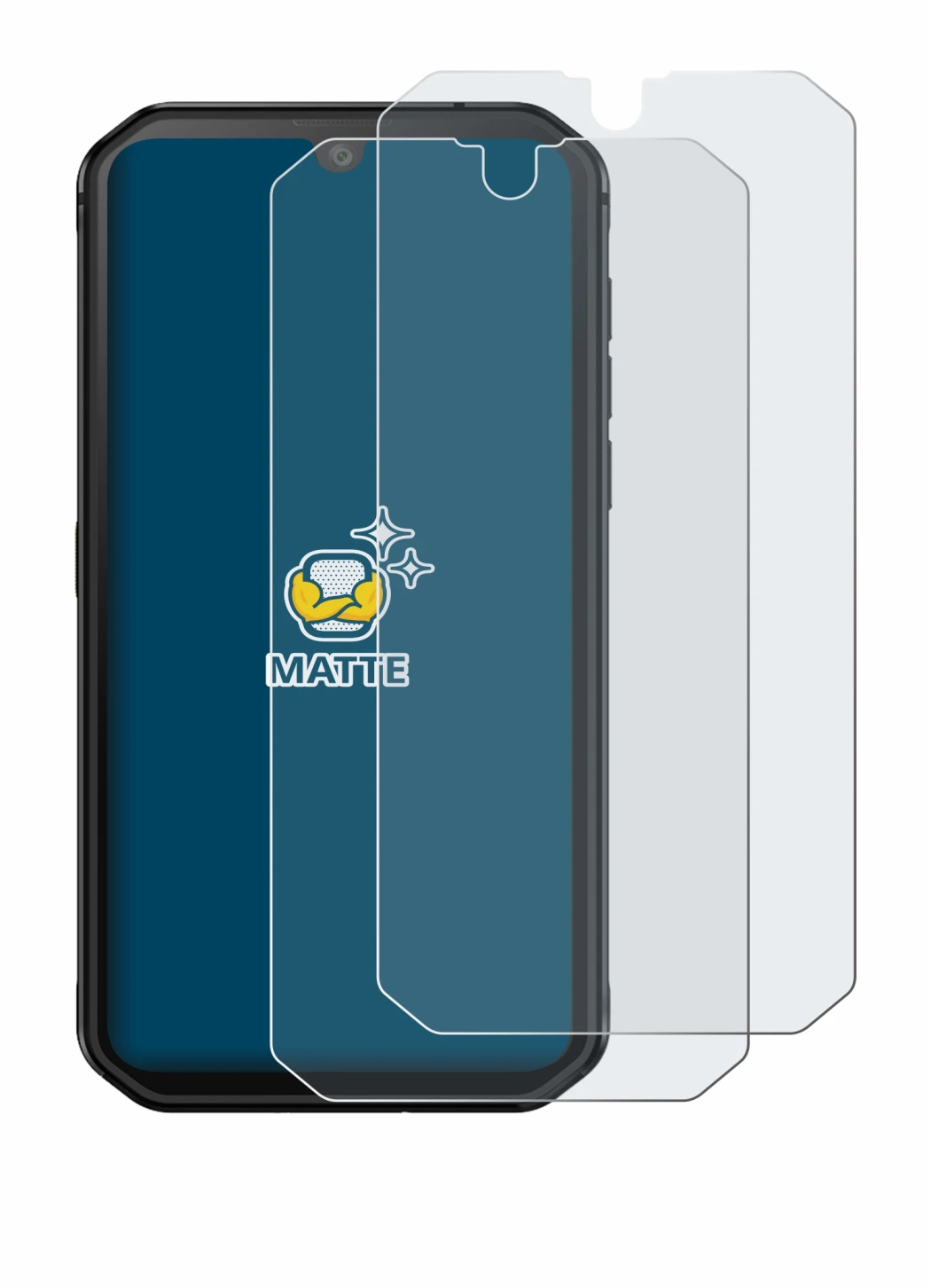 Abbildung des Geräts Blackview BV9900E mit einer Vielzahl des Displayschutzes.